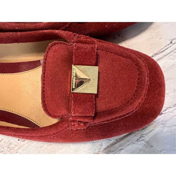 Michael Kors Size 8.5 Suede Leather Moccasin Driving Shoes Maroon Red Classy - Picture 7 of 11